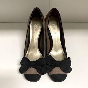 Ann Marino block heels with black suede bows